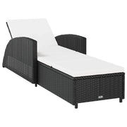 Lettino Prendisole | Sdraio da giardino | Lettino da sole con Cuscino Bianco Crema in Polyrattan Nero