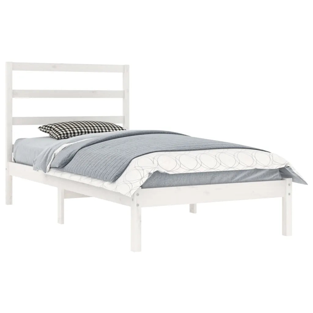 Giroletto senza Materasso-Struttura Letto Bianco 90x200 cm Legno Massello Pino 135322