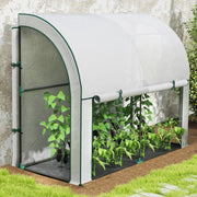 Serra da giardino con porta arrotolabile, struttura da parete in plastica resistente ai raggi UV, 200 x 80 x 157 cm, bianca