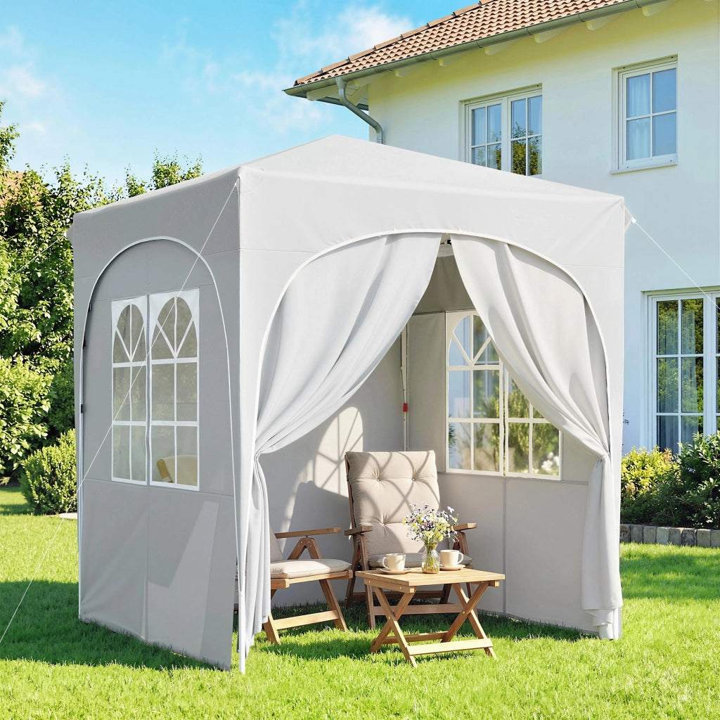 Gazebo Pieghevole 2x2 m Regolabile con 4 Pareti Laterali, in Metallo e Tessuto Oxford Grigio Chiaro