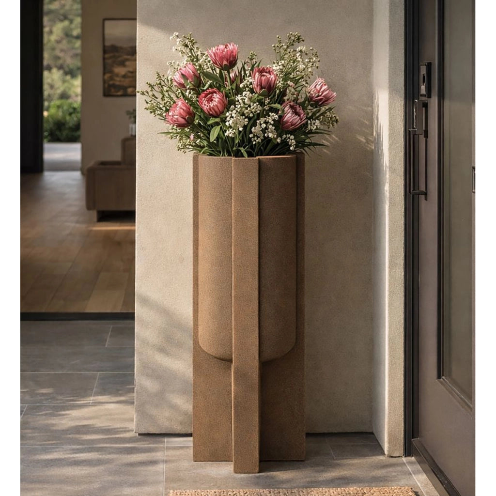 Vaso per Piante VKH1037, Marrone, Poliresina, 42x42x101 cm