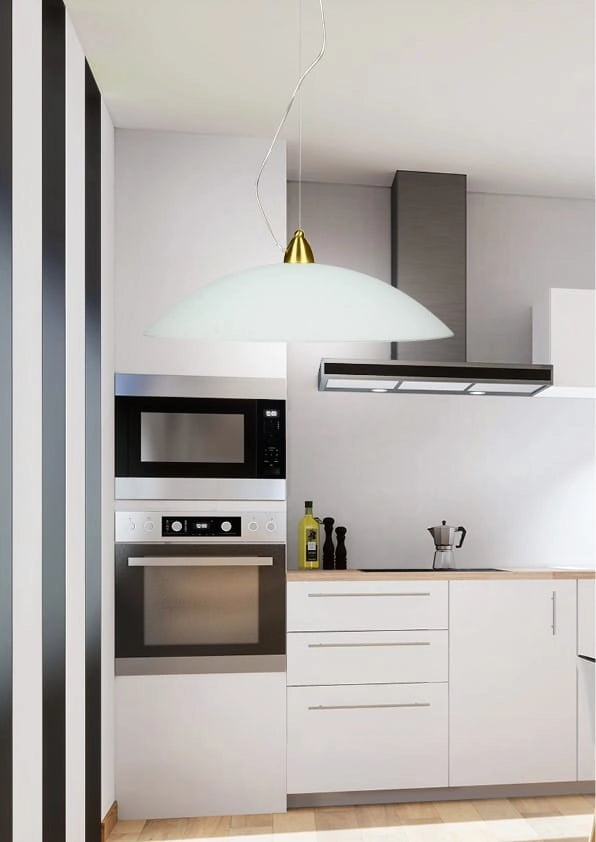 Lampada a sospensione Candellux Oteo Ø30 vetro bianco oro
