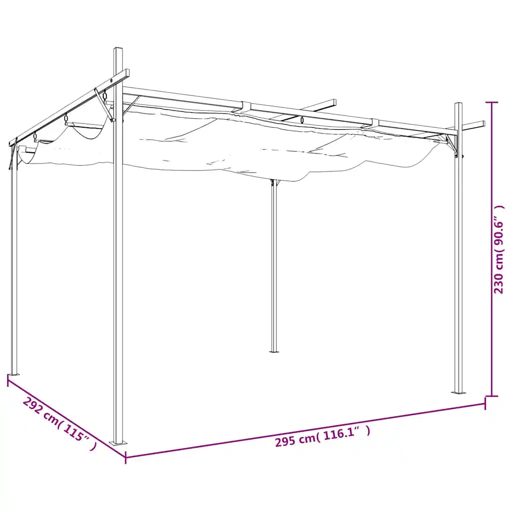 Pergola con Tetto Retrattile Antracite 295x292x230 cm 360116