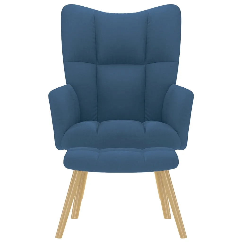 Divano Sedia-Poltrona Relax con Poggiapiedi Blu in Tessuto 625751