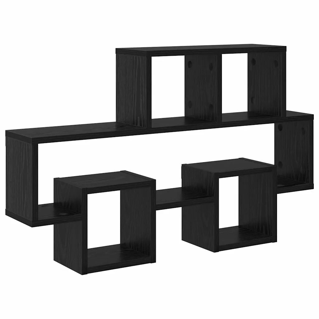 Scaffale da parete con lo scaffale Rovere nero 82 x 15 x 51 cm 875184