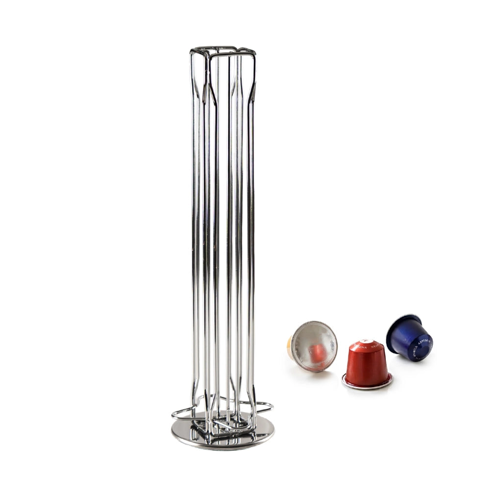 Porta Capsule Caffè in Metallo – Supporto Cialde Verticale Salvaspazio (20/30/36/40/52 Capsule) Organizzatore Caffè – Design Moderno e Girevole – Compatibile Tipo Nespresso CesiraGirevole-40Capsule