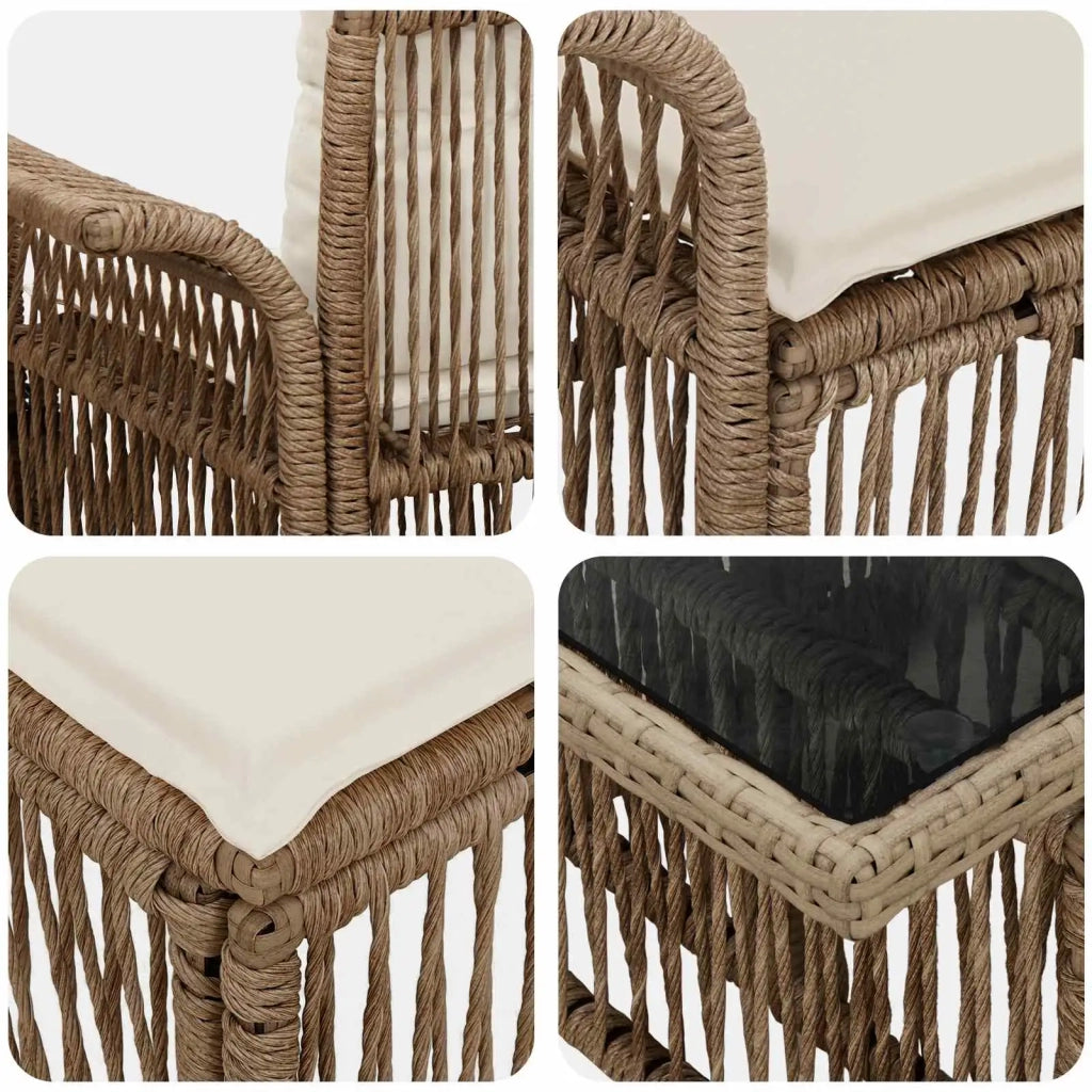 Set Divano da Giardino 14 pz Beige e Bianco Crema polyrattan 3436710