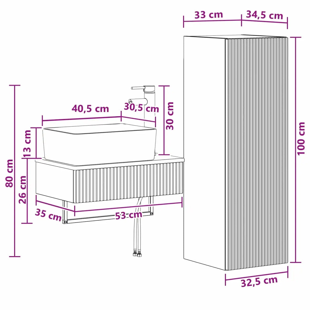 Set di mobili per il bagno 2 pz Rovere Sonoma 3406105