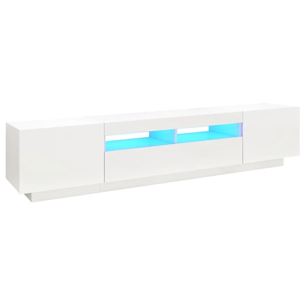 Mobile TV multimediale scaffale TV credenza mobile TV per sala da pranzo soggiorno camera da letto con luci LED 200 x 35 x 40 cm bianco 02_0026548