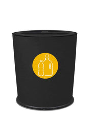 Pattumiera a Bidone per Raccolta Differenziata Ø35x40 cm 3 Scomparti 38 L Totali in Metallo Verniciato Nero