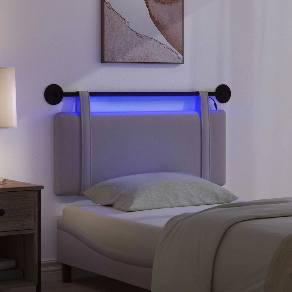 Testiera sospesa Con luce LED Tortora Tessuto