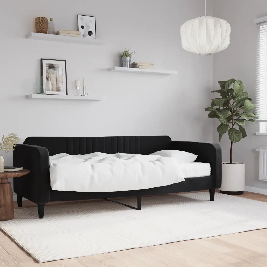 Divano letto | Sof¨¤ letto | Letto singolo con Materasso Nero 90x200 cm in Velluto