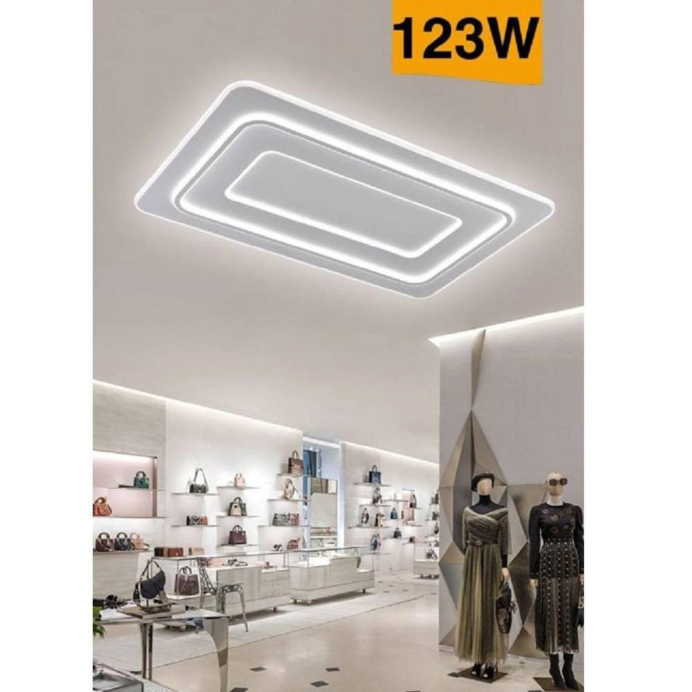 Trade Shop - Lampadario Plafoniera Led Rettangolare 123w 3 Tonalità Luce Bt Telecomando C66-3c -
