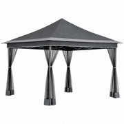 Gazebo Pieghevole Da Esterno Per Giardino Con Zanzariere Laterali Copertura Oxford UV50+ Struttura In Metallo Regolabile Pop Up Con Borsa Trasporto Per Eventi Outdoor 360 x 360 x 310 Cm Grigio Scuro