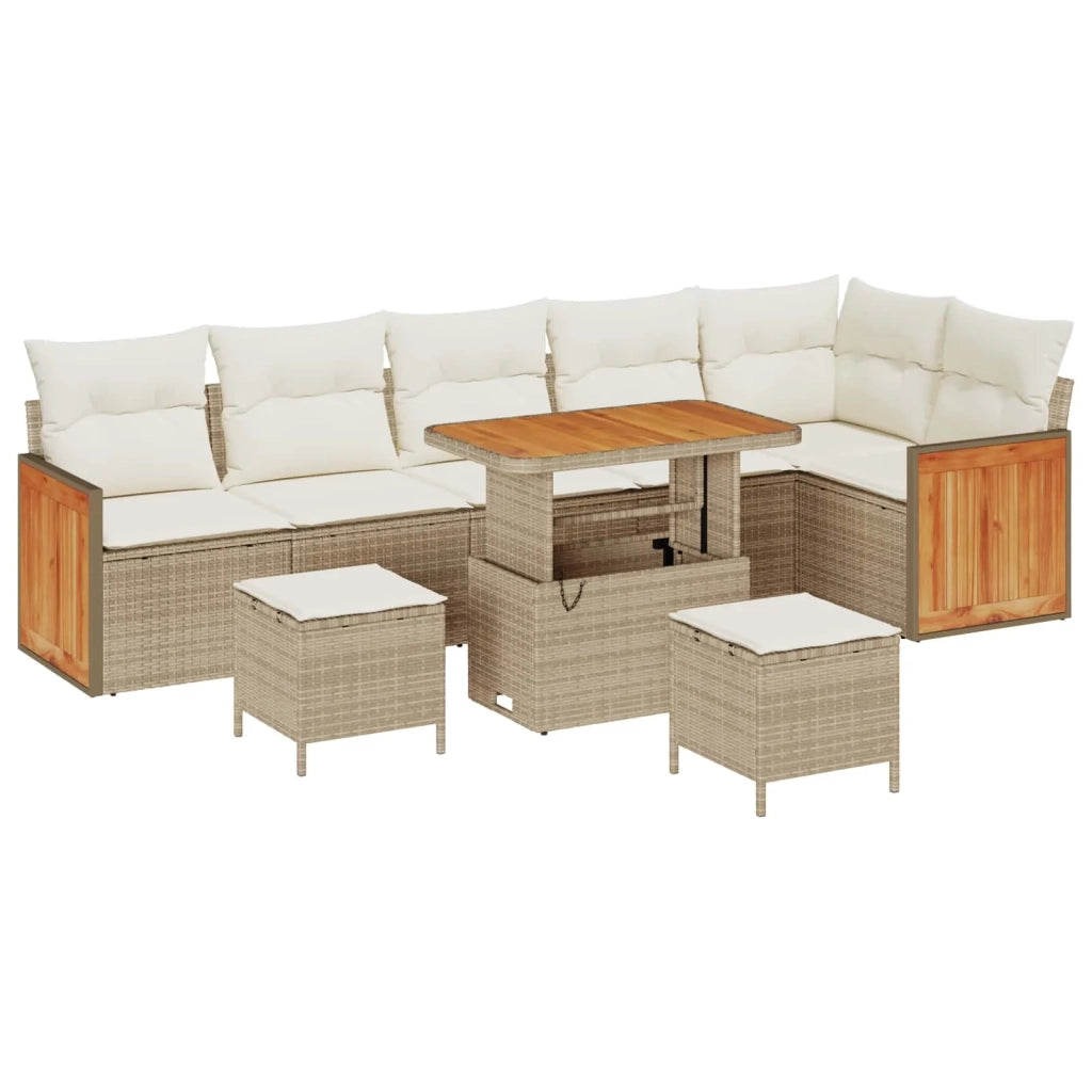 Set Divano da Giardino con cuscino 9 pcs Beige e Crema 3363196