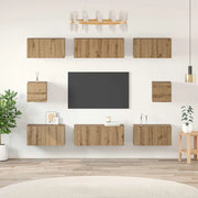 Set mobile TV 8 pz-Credenza per TV Rovere artigianale Legno multistrato 272185