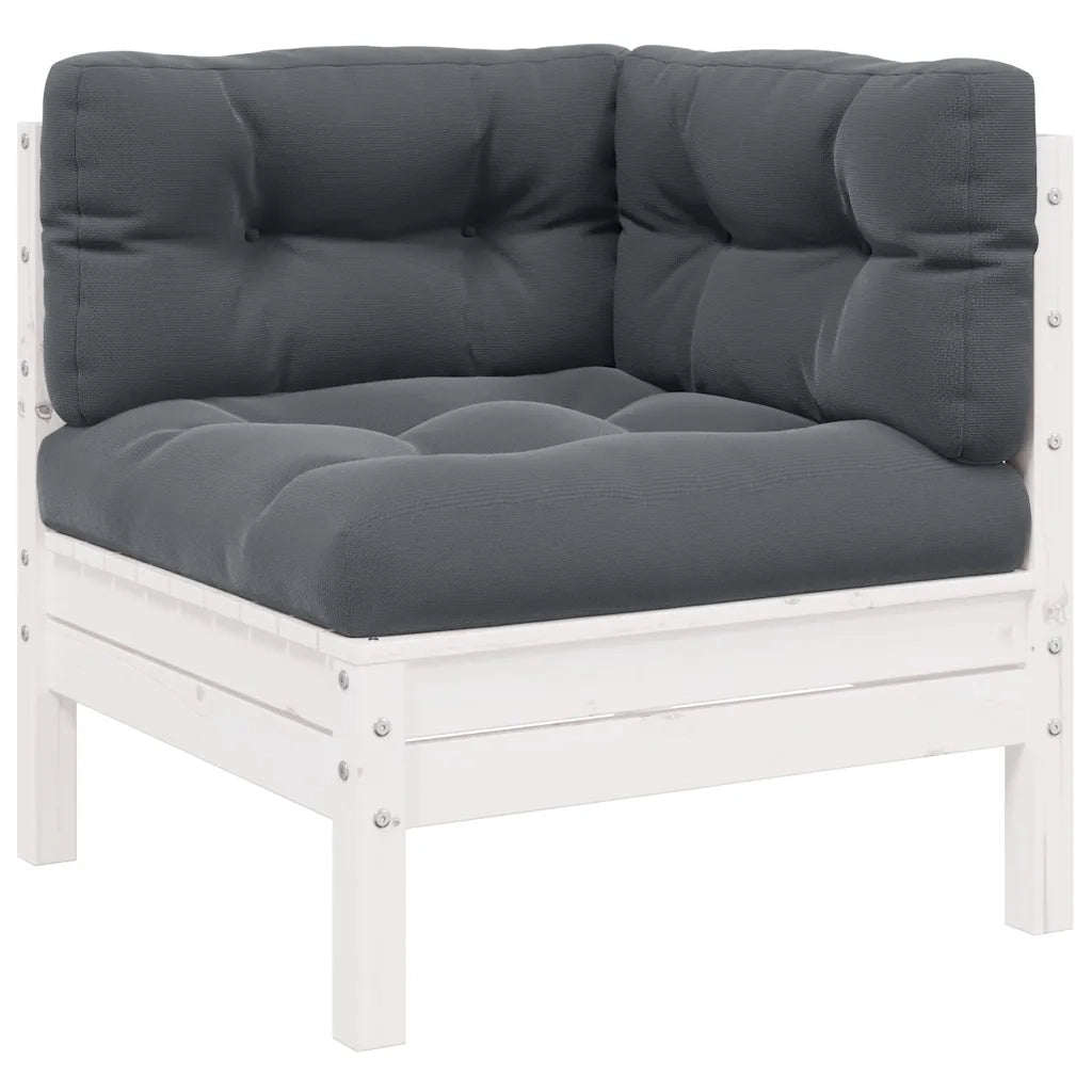 Set Divani da Giardino 3 pz | Set Salotto da Giardino con Cuscini Massello Pino Bianco