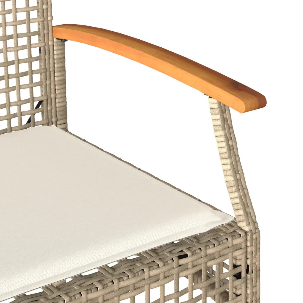 Panchina da Giardino | Panca da Giardino con Cuscino Beige Polyrattan e Legno Acacia