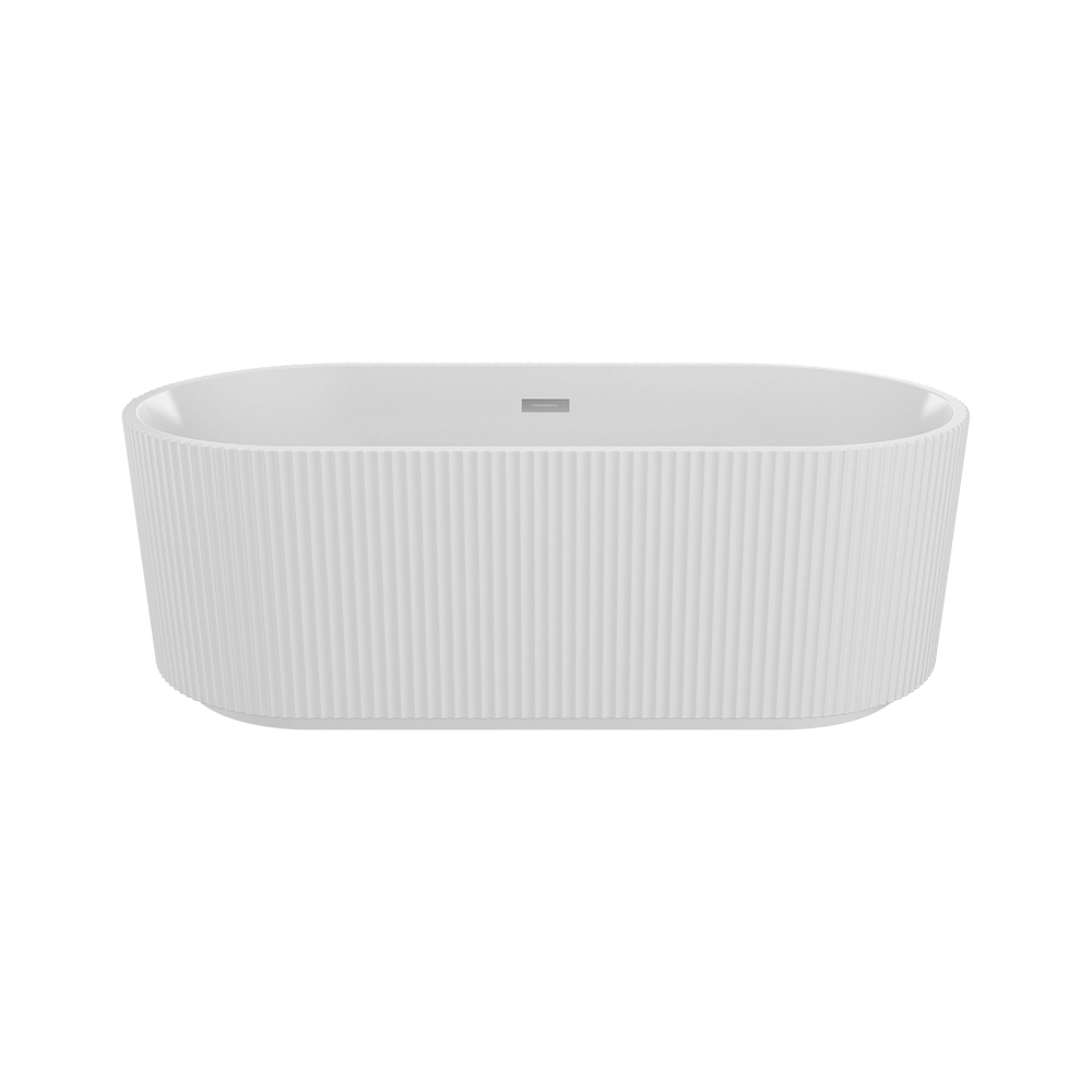 Vasca da bagno freestanding scanalata 170cm in acrilico bianco lucido | Iris