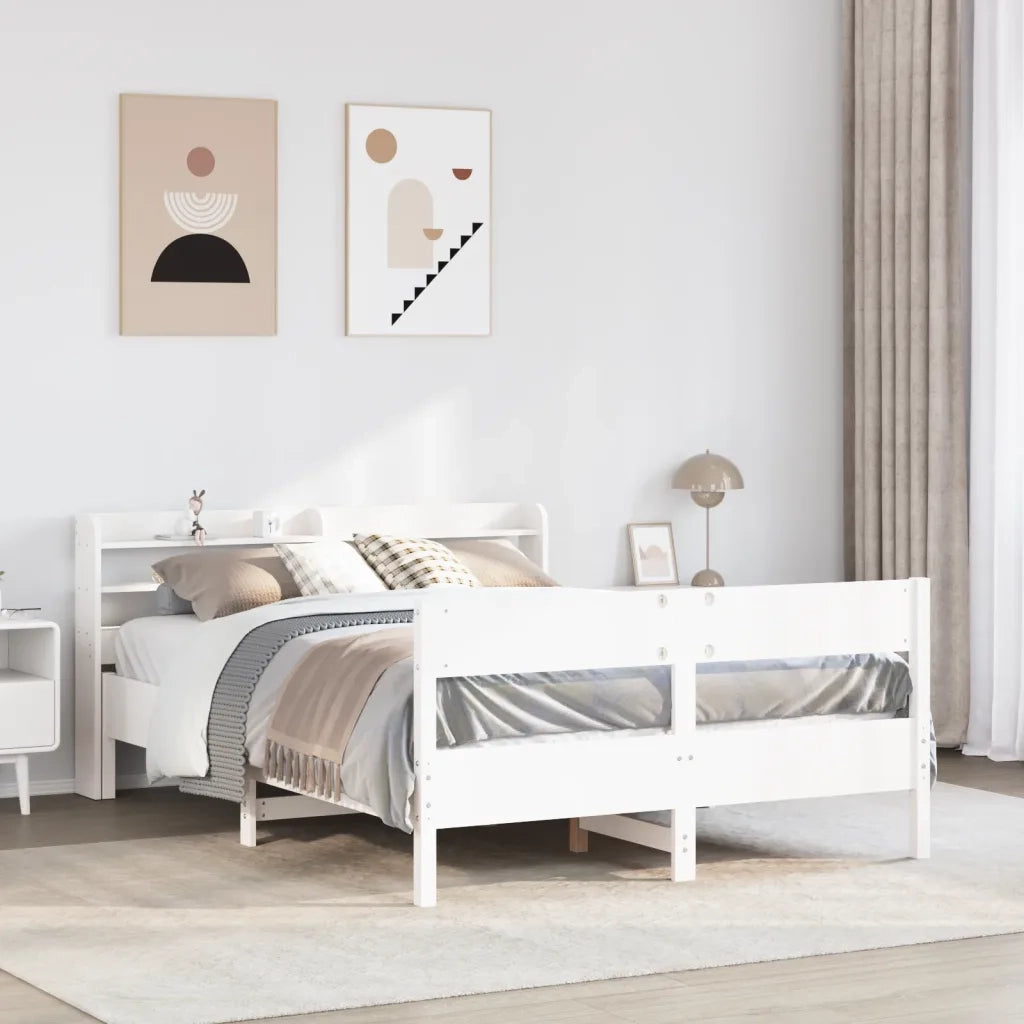 Letto matrimoniale | Letto per adulti | Letto senza Materasso Bianco 160x200 cm Legno Massello di Pino