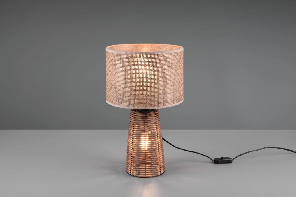 STRAW LAMPADA DA TAVOLO IN RATTAN COLORE NATURALE CON ILLUMINAZIONE ANCHE NELLA BASE H.40,5CM 2 LUCE ATTACCO E27