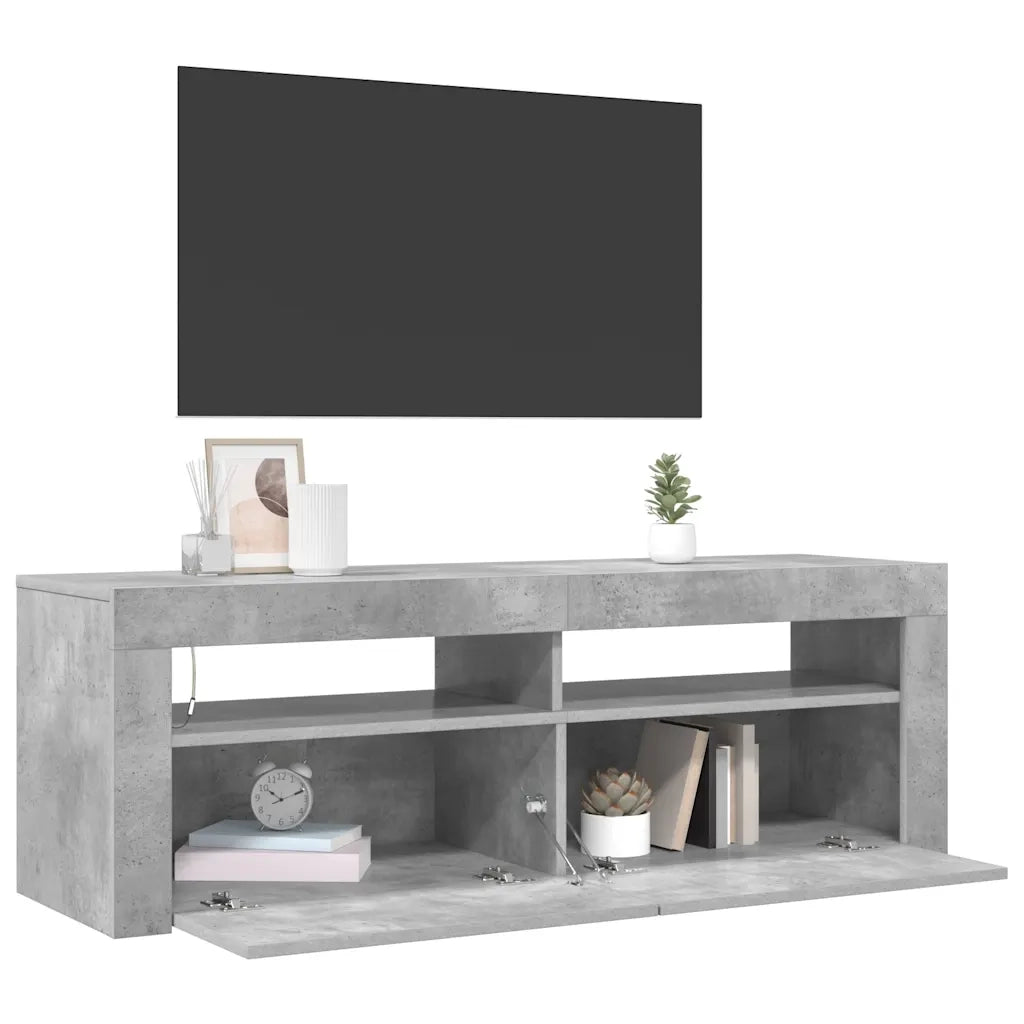 Mobile Porta TV con Luci LED Grigio Cemento 120x35x40 cm 804314