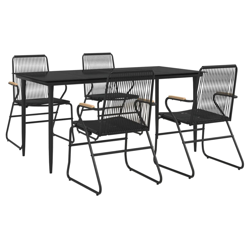 Set da Pranzo da Giardino 5 pz Nero in Rattan PVCcod mxl 78456