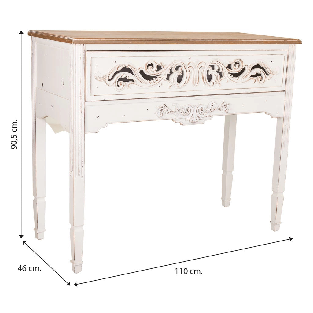 Mobile da ingresso in legno bianco 110x46x90,5h