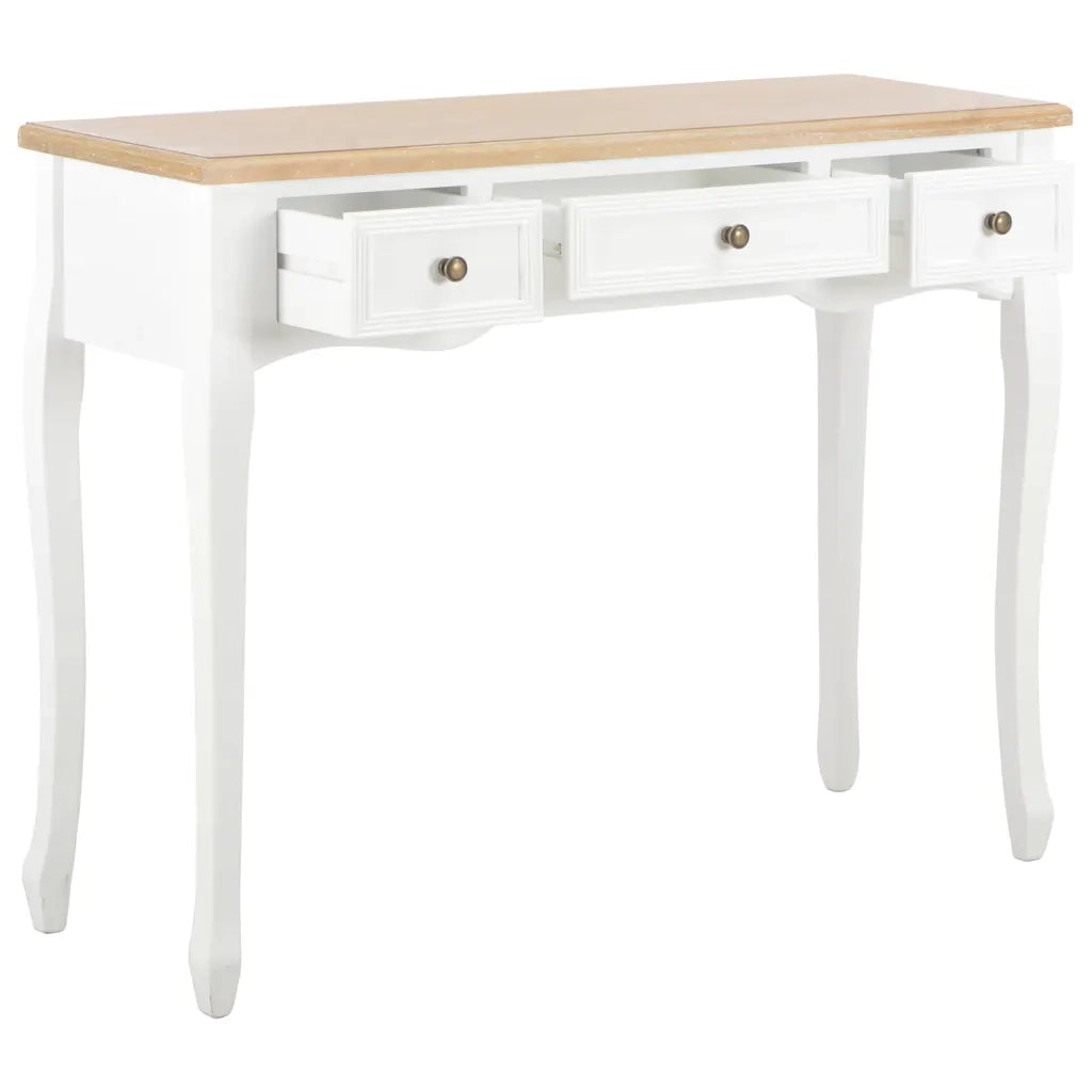 Tavolo Consolle da Trucco con 3 Cassetti Bianco 280044