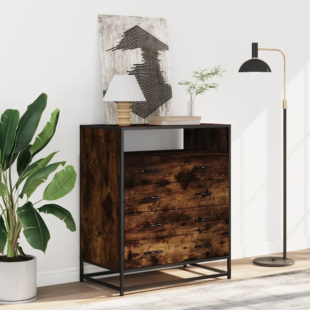 Cassettiera Rovere Fumo 70x41x83,5 cm in Legno Multistrato 849091