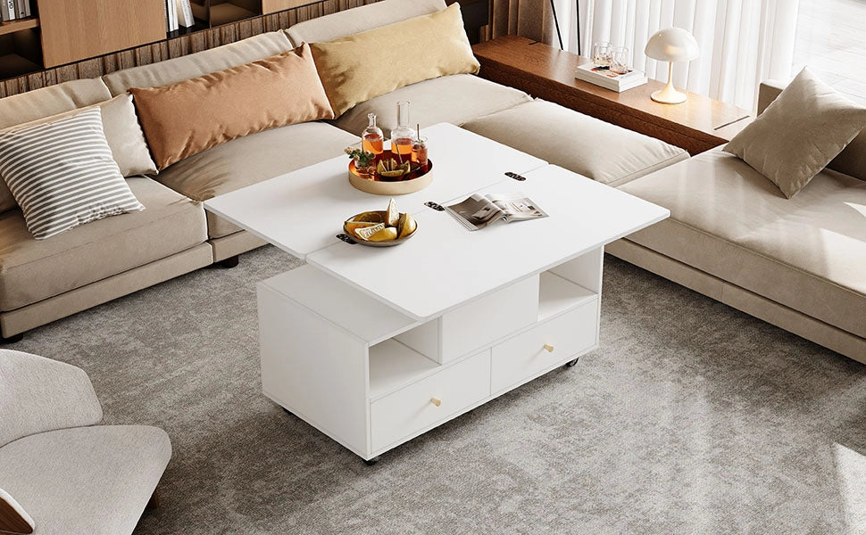 TAVOLO SOFFICE ALZABILE E PIEGHEVOLE 100x50x47,5 cm BIANCO MDF