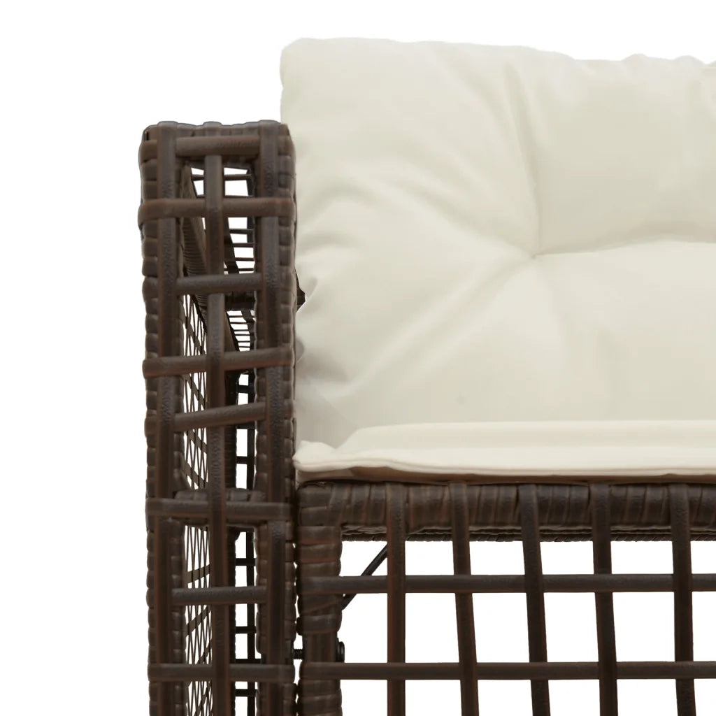 Divano da Giardino a L con Cuscini e Pouf Marrone in Polyrattan
