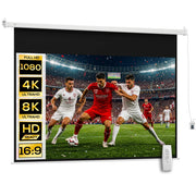 Telo Proiettore 100 Pollici con Telecomando. in PVC e Metallo. 247x7.5x168 cm. Bianco