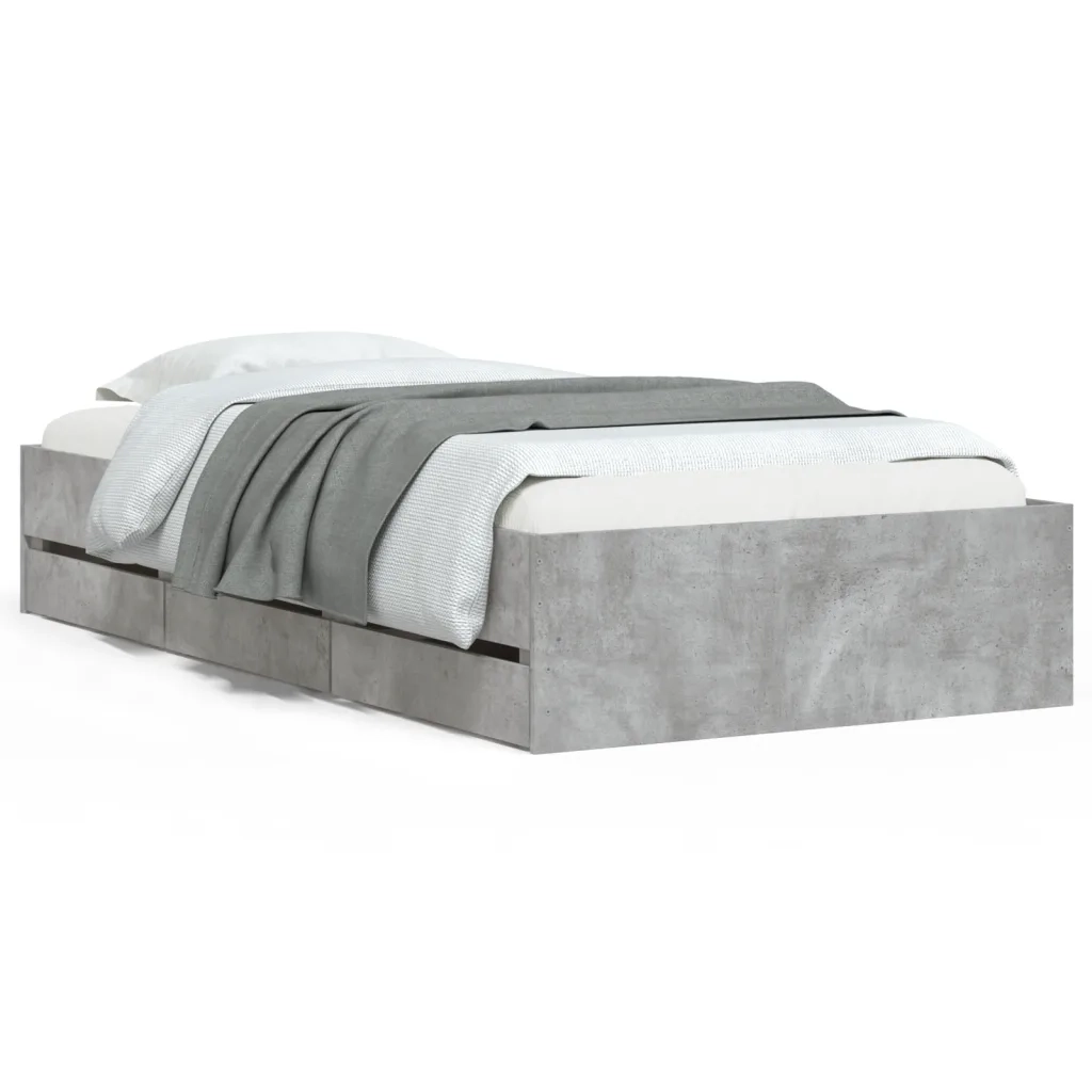 Giroletto Cassetti-Struttura Letto con contenitore Grigio Cemento 75x190 cm Legno Multistrato 906169
