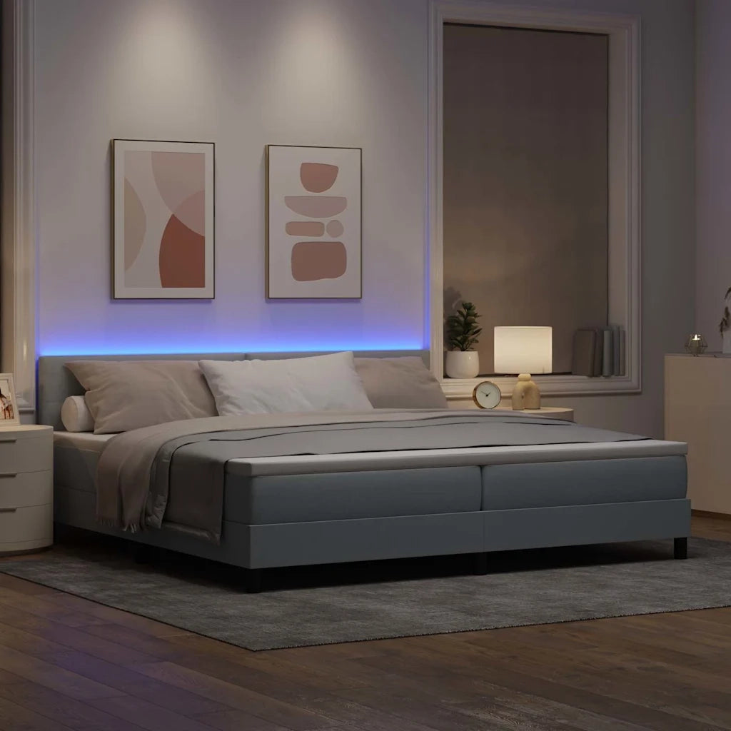 Letto a molle con testiera Grigio chiaro 200 x 200 cm Tessuto 3342233