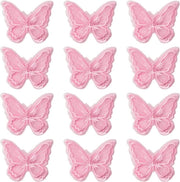 Spille per capelli - Adesivi per nastri doppie - Accessori per capelli da sposa - Pochette chiffon farfalla - Applicazioni di raso farfalla rosa - Decorazioni farfalla decorative (rosa, 12 pezzi)