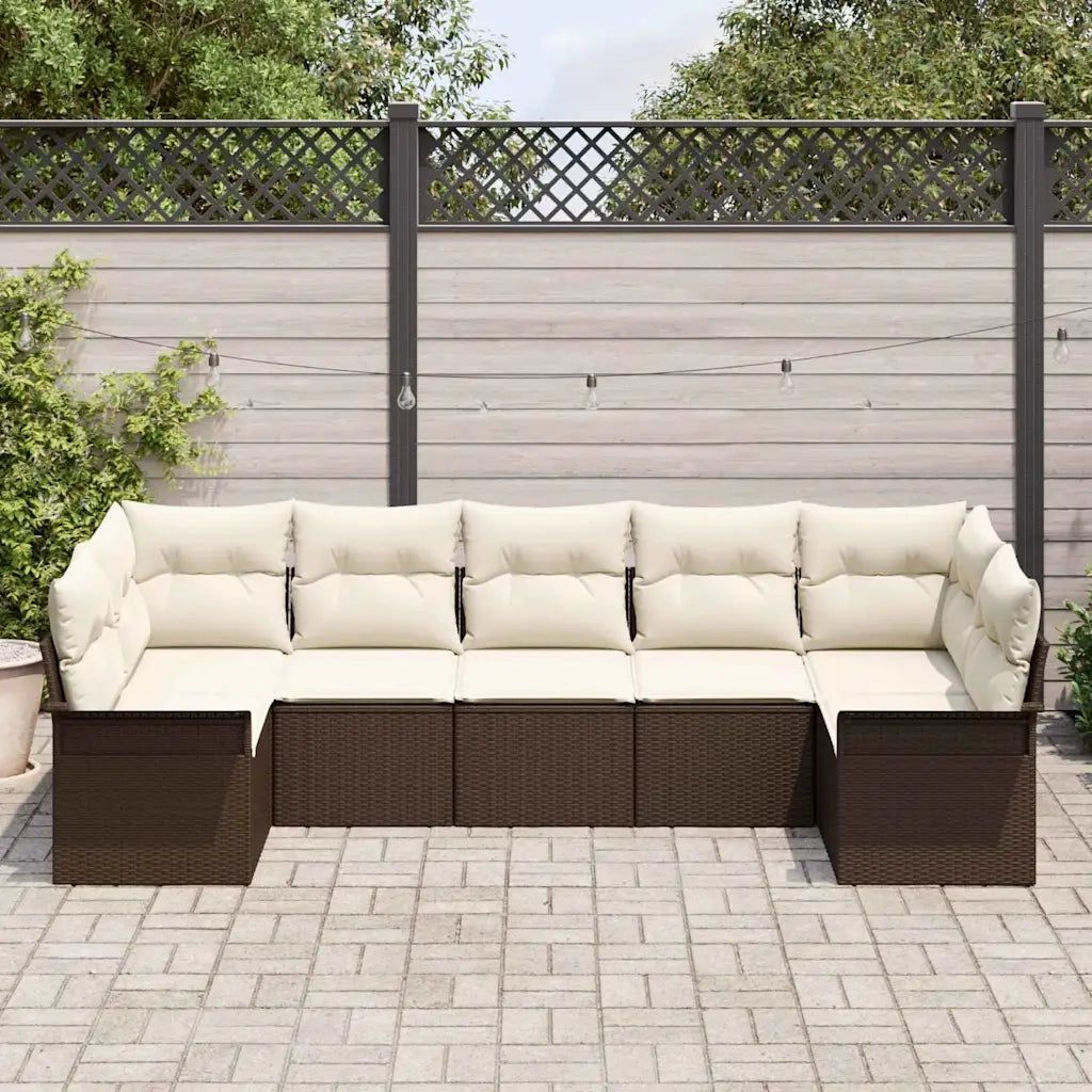 Set Divano da Giardino 7 pcs Marrone Poly Rattan 3354177
