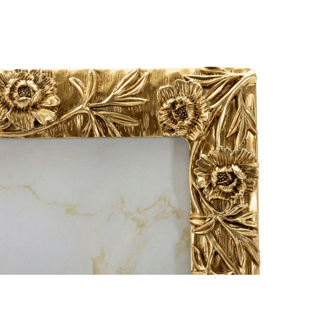 Cornice portafoto Poppy oro con decoro a papaveri 15x20 cm