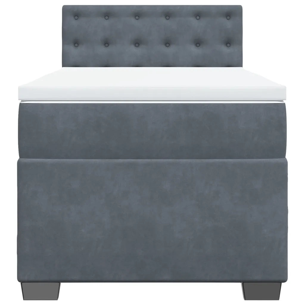 Giroletto a Molle con Materasso Grigio Scuro 90x190 cm Velluto