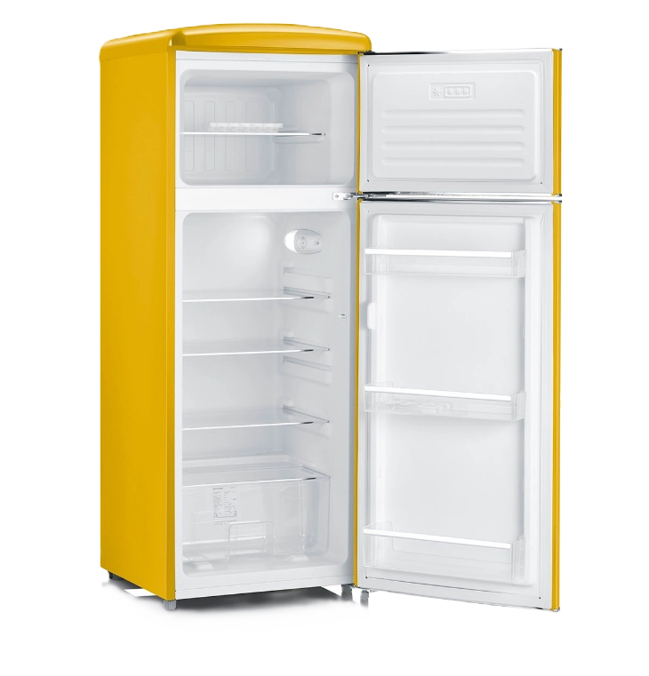 Rkg 8936 retrò - frigorifero doppia porta, 208 litri, classe e (a++), statico, colore giallo