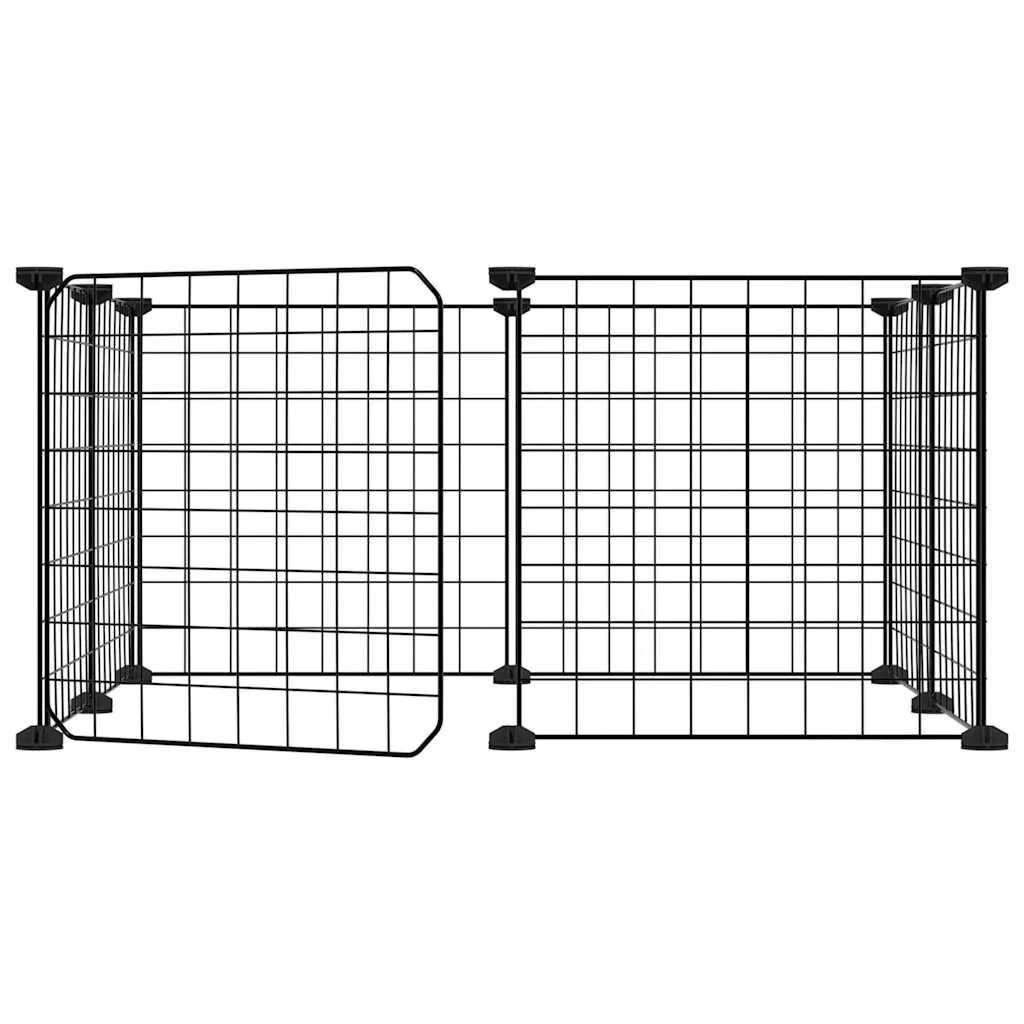 Gabbia per animali domestici a 8 pannelli con porta 35 x 35 cm nera 02_0041607
