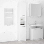 Armadietto da Bagno Bianco 32x34x188,5 cm in Legno Multistrato 811322