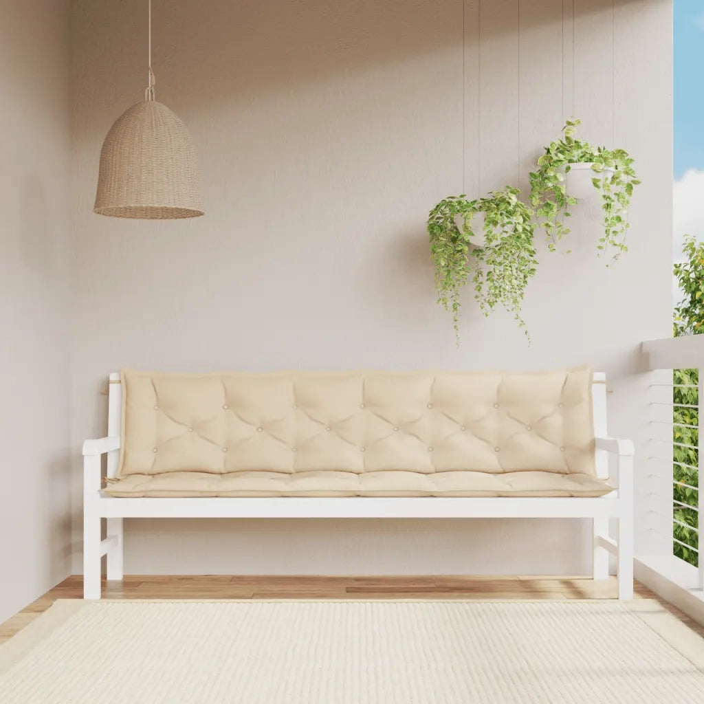 Cuscini Panca da Giardino 2 pz-Set di 2 Cuscini per panchina da esterno Beige 200x50x7cm Tessuto Oxford