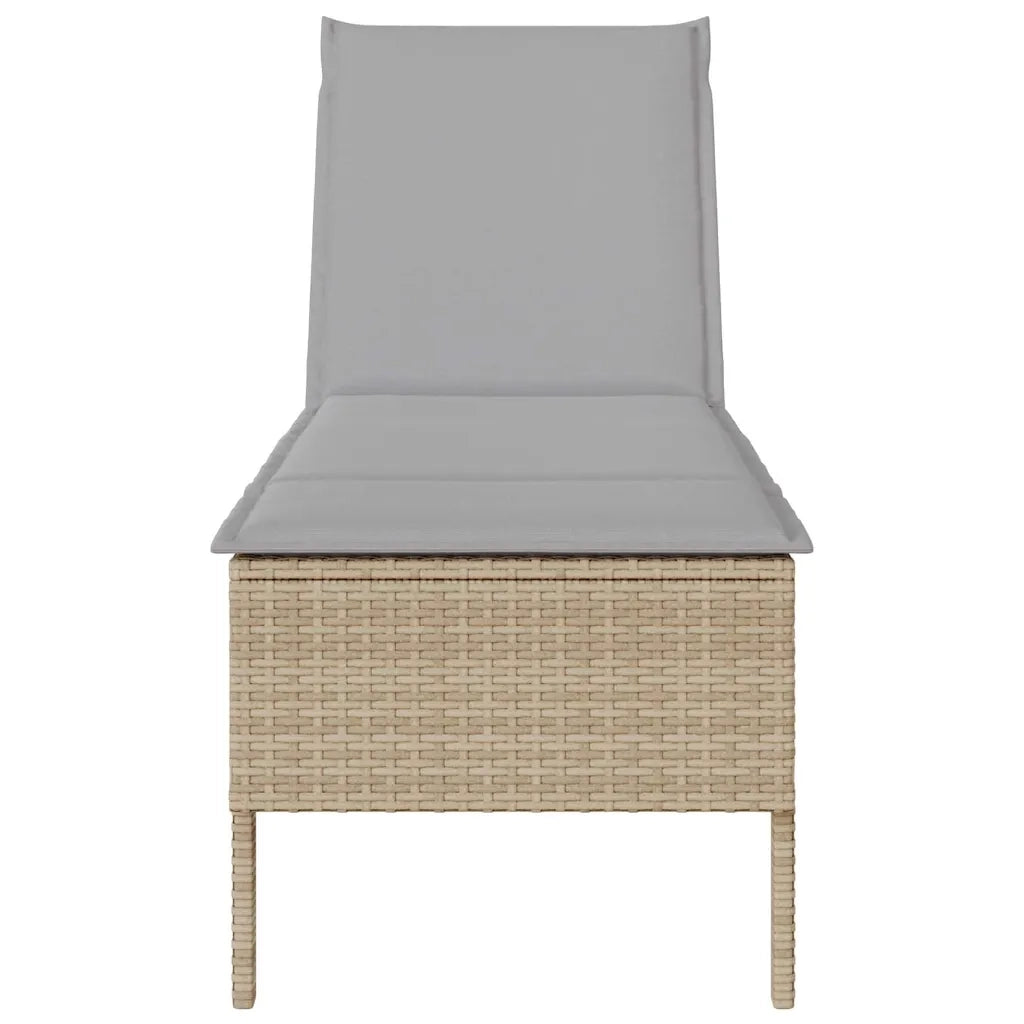 Lettino Prendisole con Cuscini Beige 55x200x44 cm in Polyrattan 4104103