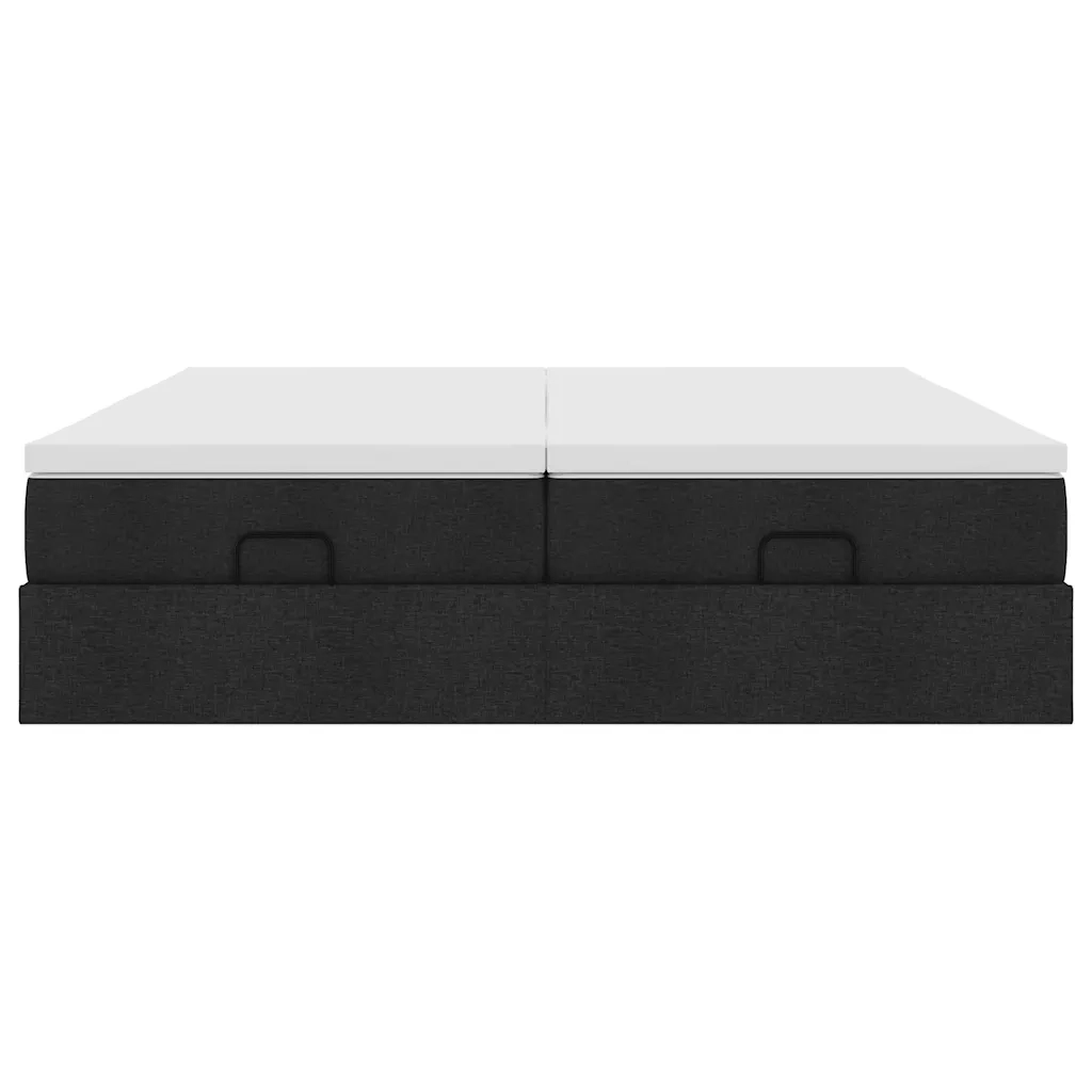 vidaXL Struttura Letto Pouf con Materassi Nero 160x200 cm in Tessuto
