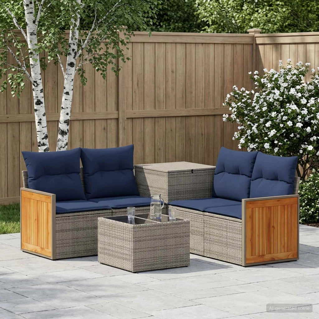 Set di divani 6 pz Grigio e Blu Navy 55 x 55 x 37 cm 3447715