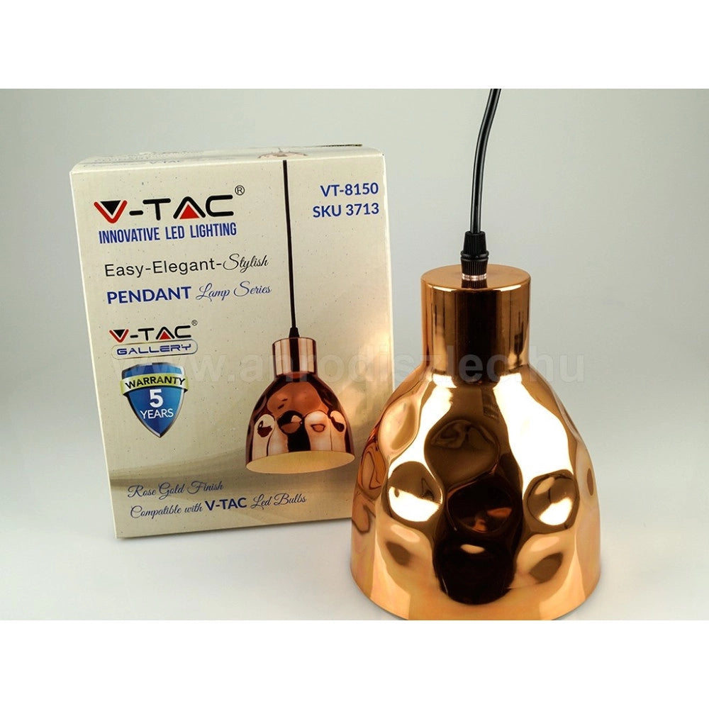 Trade Shop - Lampadario Pendente Lampada A Sospensione In Metallo Cono Oro Rosa Rame Vt-8150 -