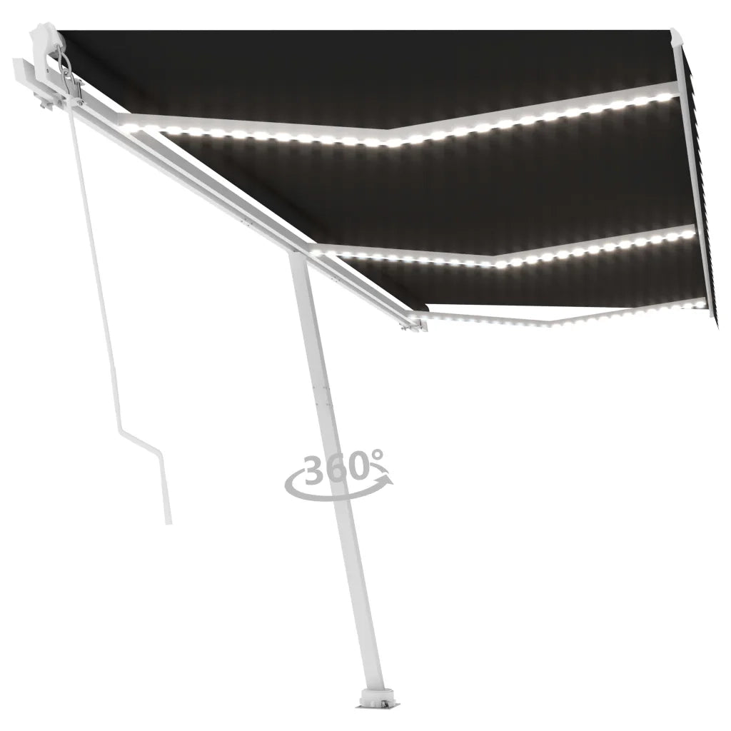 Tenda da Sole Retrattile Manuale con LED 600x350 cm Antracite 3069684