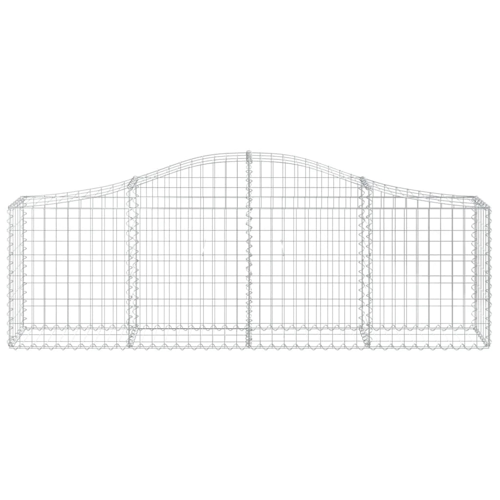 Cestini gabbioni recinzione a gabbia muro di contenimento ad arco 5 pezzi 200 x 30 x 60/80 cm ferro zincato argento 02_0040880