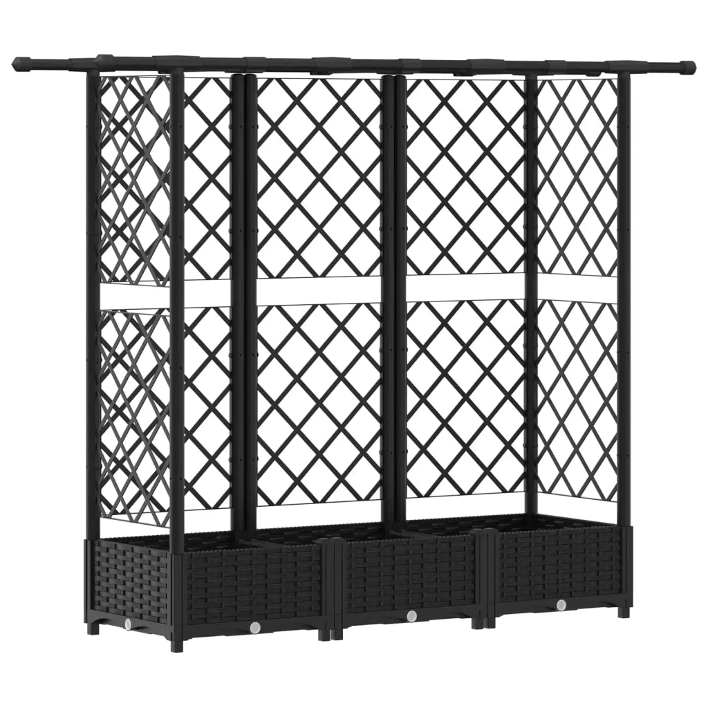 Letto Rialzato con Griglia e Tetto Nero 164 x 40 x 123 cm PP 42032546